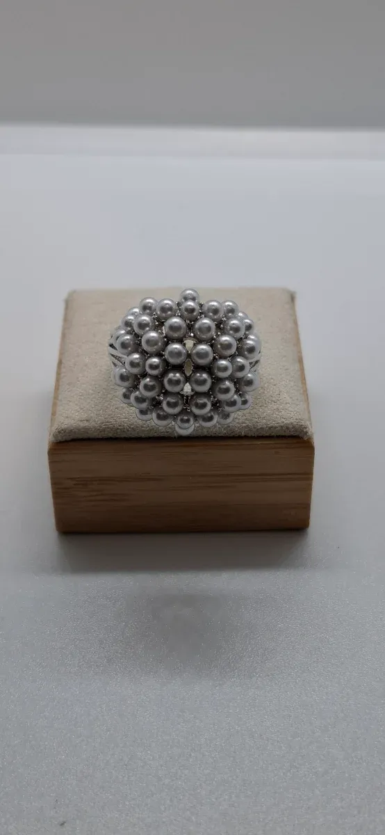 Anel Prateada Bolinhas