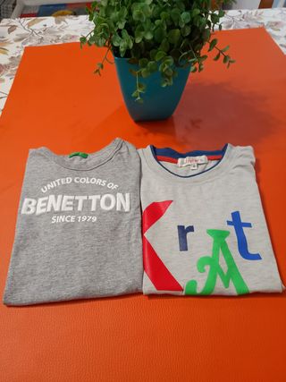 2 Camisetas Benetton Talla 6 Multicolor