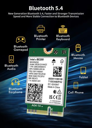✨ - Tarjeta Inalámbrica WiFi 7 Intel BE200 NGW, Bl