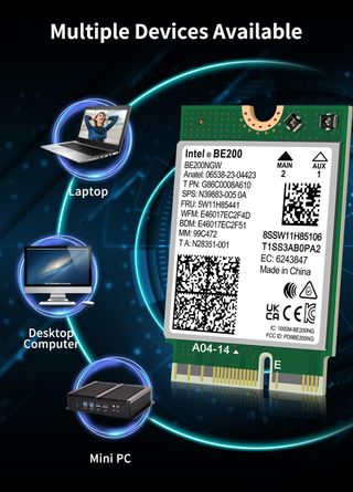 ✨ - Tarjeta Inalámbrica WiFi 7 Intel BE200 NGW, Bl