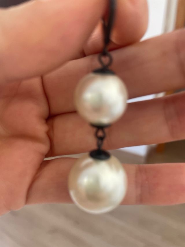 Pendientes colgantes perlas blancas