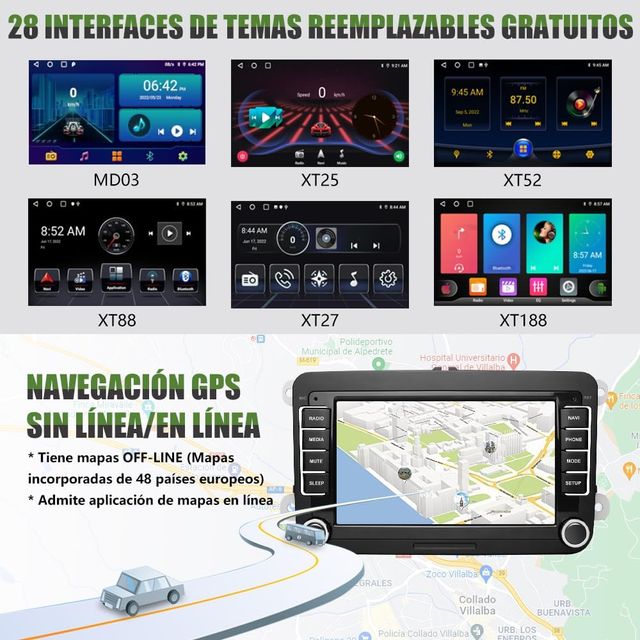 Radio VW CarPlay Android 13 2GB+64GB per Golf