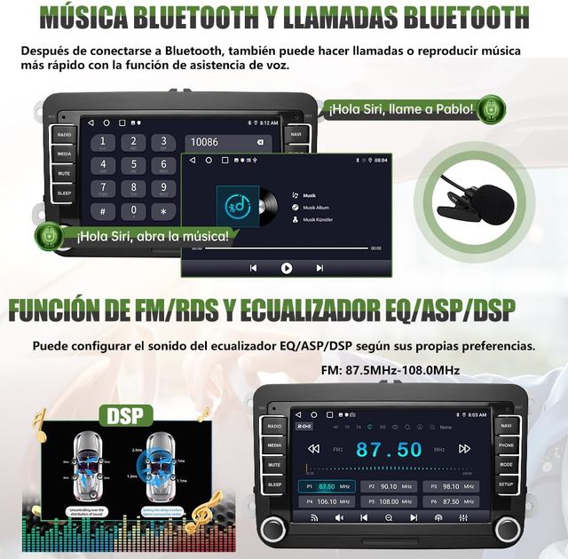 Radio VW CarPlay Android 13 2GB+64GB per Golf