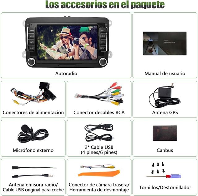 Radio VW CarPlay Android 13 2GB+64GB per Golf