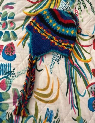 Berretto lana blu multicolore