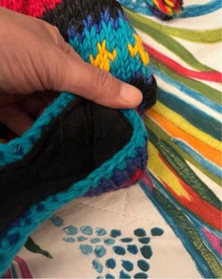 Berretto lana blu multicolore