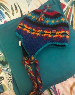 Berretto lana blu multicolore