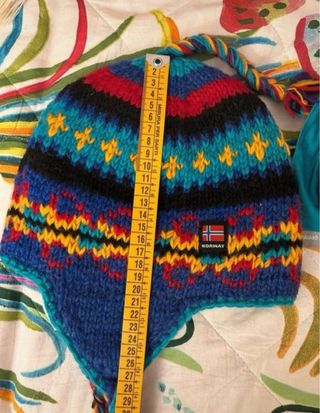 Berretto lana blu multicolore