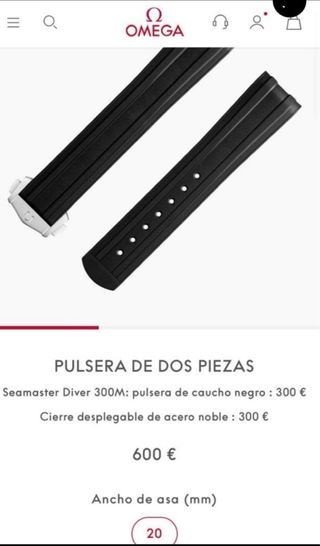 Correa Caucho Negra Omega Seamaster