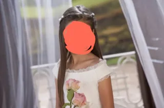 Traje de Comunión Blanco con detalle flores secas