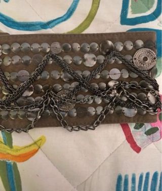 Cintura elasticizzata marrone e argento