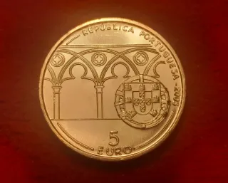 Moneda plata 5 Euros Portugal 2005