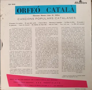 2 Vinilos Orfeó Català- Cançons Populars Catalanes
