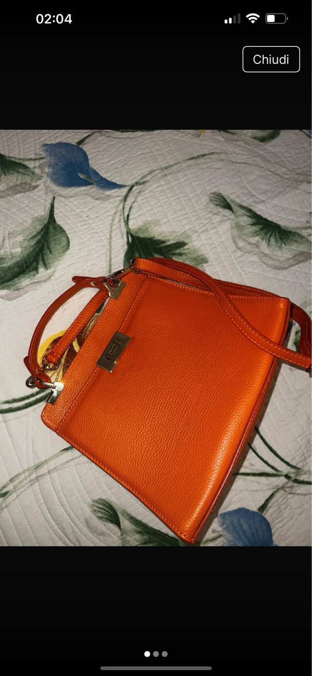 Borsa vera pelle Made in Italy arancione