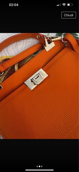 Borsa vera pelle Made in Italy arancione