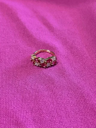 Set gioielli Lo Scritto oro e pietre rosse