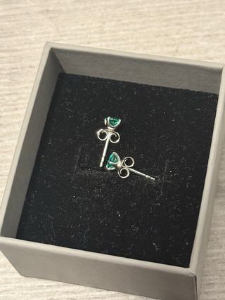 Pendientes Oro Blanco Esmeralda