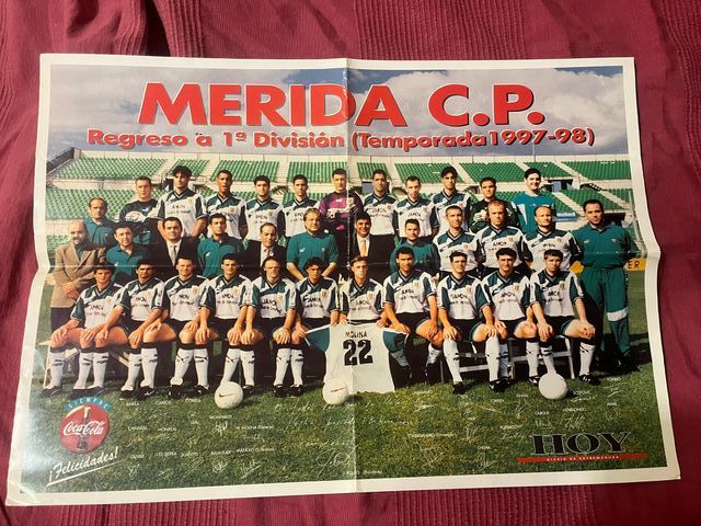 POSTER EQUIPO FÚTBOL MERIDA CP TEMPORADA 1997-1998