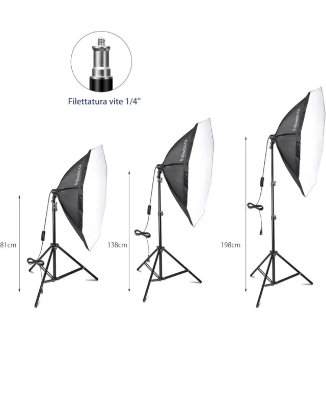 Set 2 Softbox LED Studio Fotografico Polaeco
