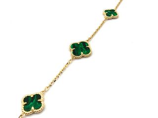 pulsera oro 18k con piedra con malaquita