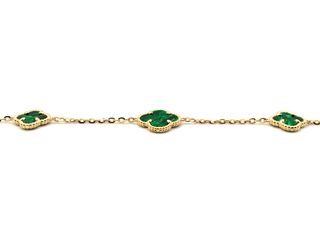 pulsera oro 18k con piedra con malaquita
