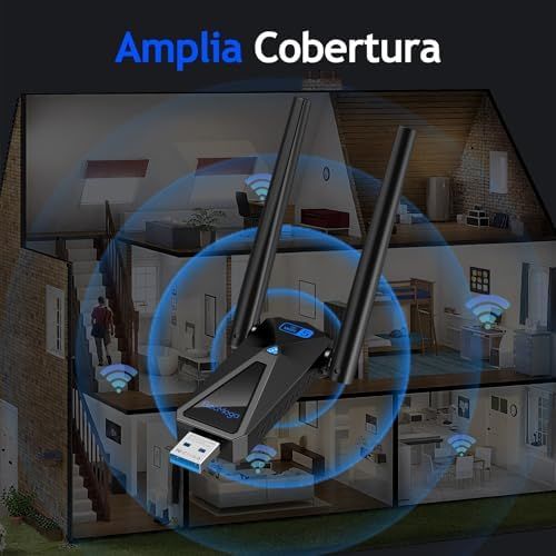 Adaptador WiFi USB 1300Mbps 5dBi ElecGogo