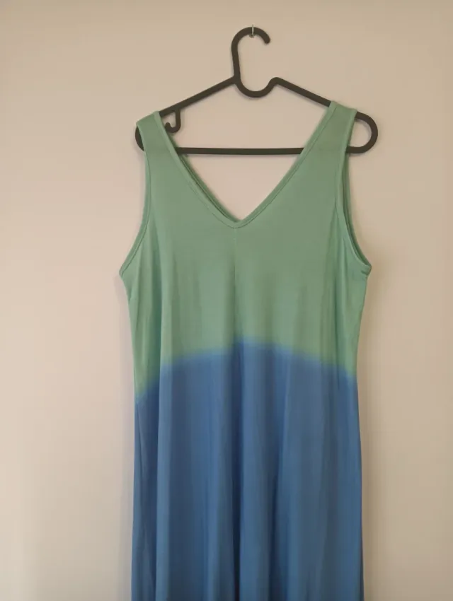 Vestido largo degradado azul y verde