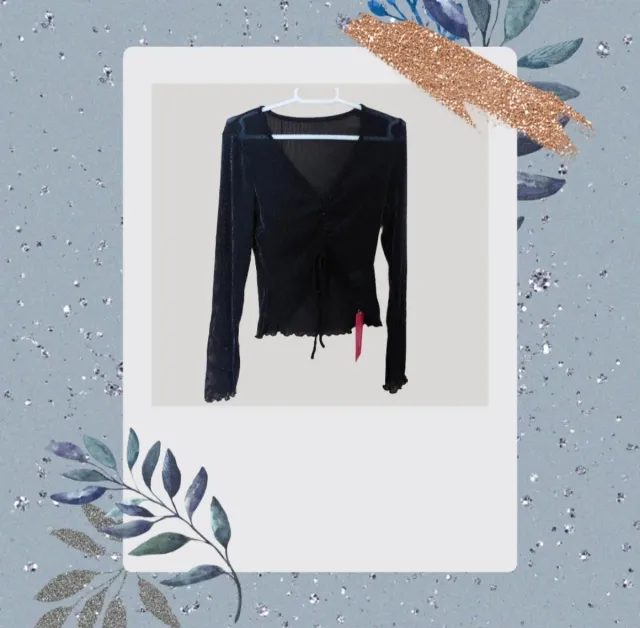 Top/ Blusa brillante manga larga talla S