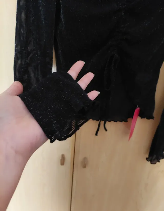 Top/ Blusa brillante manga larga talla S