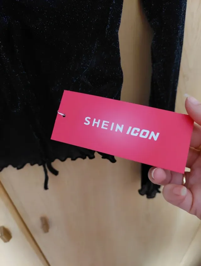 Top/ Blusa brillante manga larga talla S