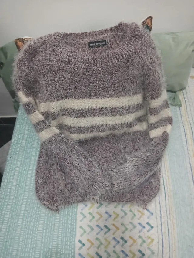 Jersey MODA IMPRESSION rayas gris y blanco