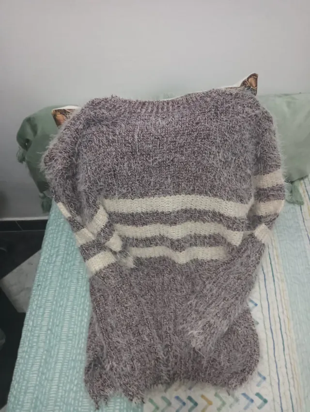 Jersey MODA IMPRESSION rayas gris y blanco