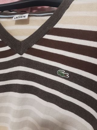Jersey Lacoste Rayas Talla M. Marrón