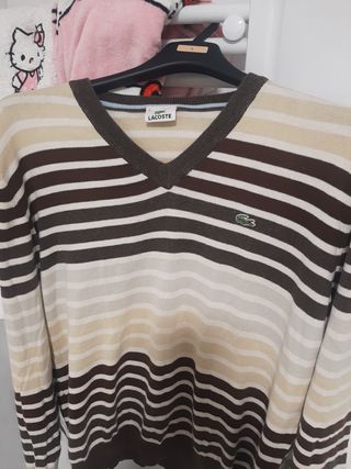 Jersey Lacoste Rayas Talla M. Marrón