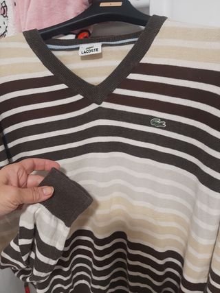 Jersey Lacoste Rayas Talla M. Marrón