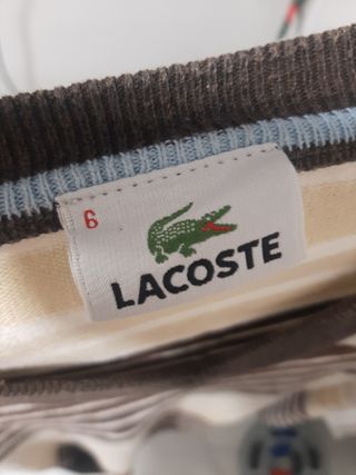 Jersey Lacoste Rayas Talla M. Marrón