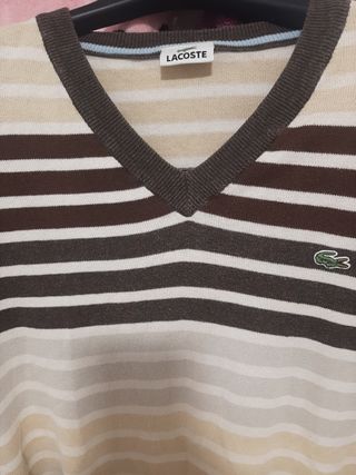 Jersey Lacoste Rayas Talla M. Marrón