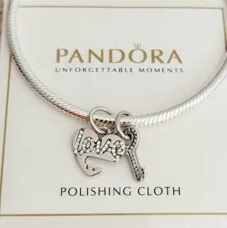 Charm Colgante Doble Corazón y Llave Amor