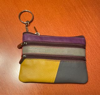 Monedero/llavero 3 cremallerasMULTICOLOR piel 100%