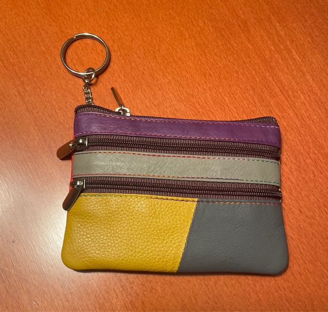 Monedero llavero MULTICOLOR piel 100%