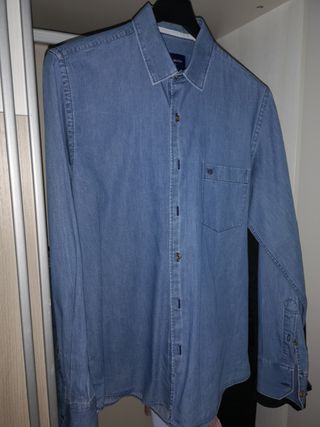 Camisa Hollister cuadros azul y blanco