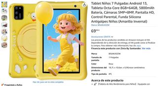Tablet Niños 7 Pulgadas 8GB+64GB