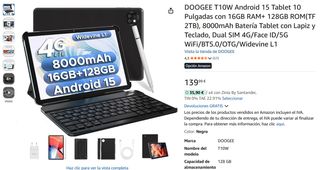 Tablet 10 Pulgadas 16GB RAM+ 128GB ROM 8000mAh 