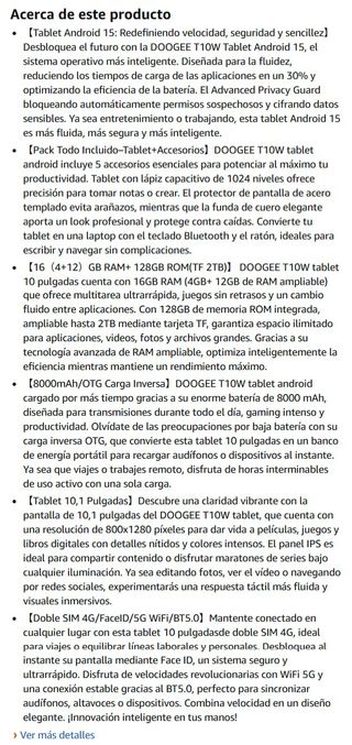 Tablet 10 Pulgadas 16GB RAM+ 128GB ROM 8000mAh 