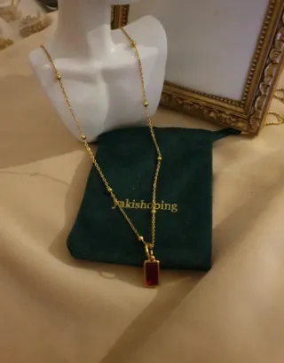 Collar y colgante chapado en oro colgante rectangu