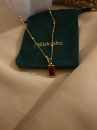 Collar y colgante chapado en oro colgante rectangu