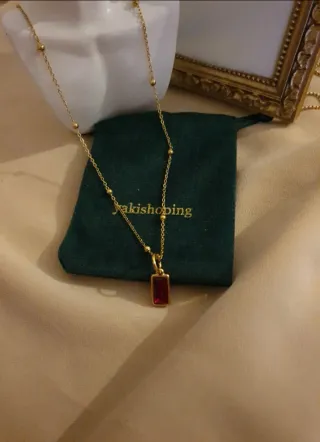 Collar y colgante chapado en oro colgante rectangu