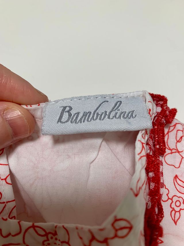 Vestido bebé flores rojas y blancas