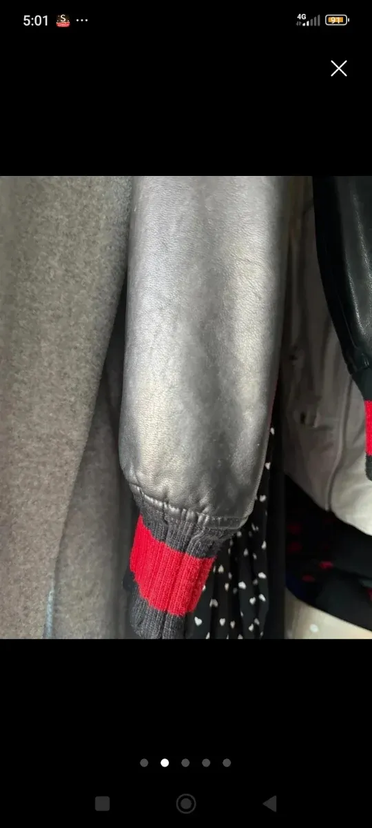 Chaqueta cuero artificial bordada flores