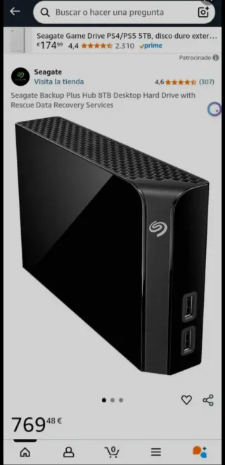 Disco Duro Externo Seagate Backup Plus Hub 8TB